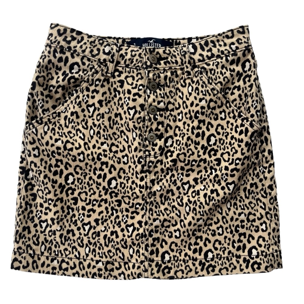 Hollister Juniors 3 W26 Cheetah Button Fly Ultra High Rise Vintage Stretch Skirt